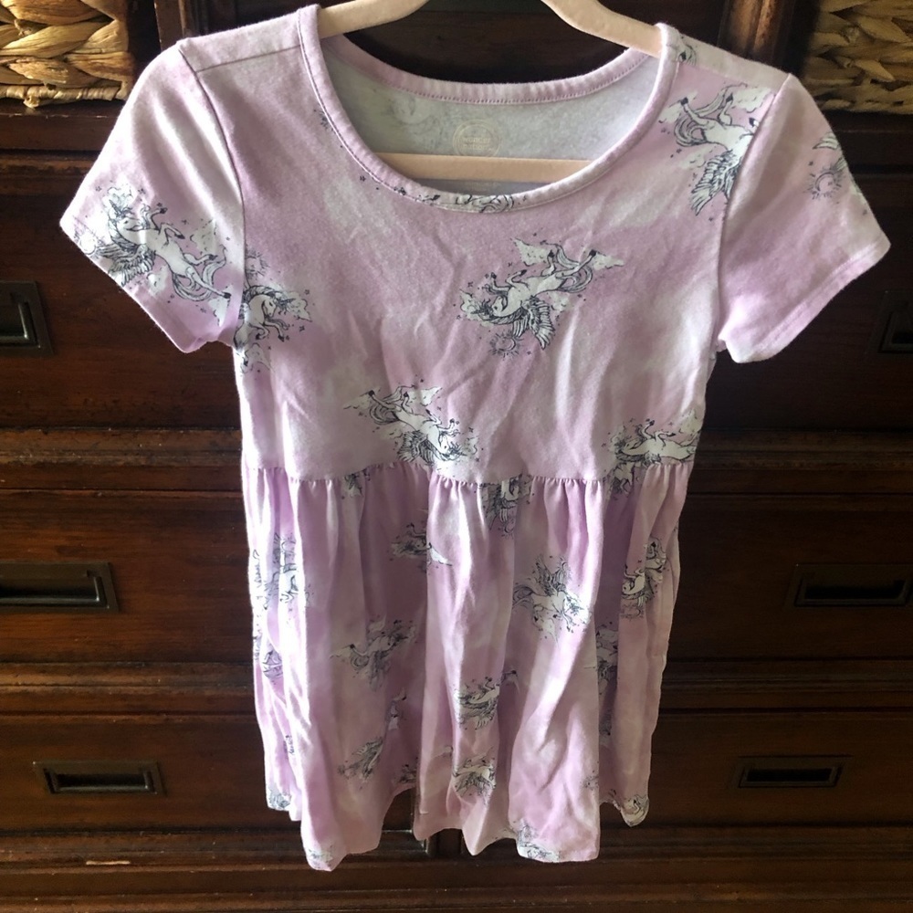 Wonder Nation pink unicorn dress with pockets in size S (6-6x)